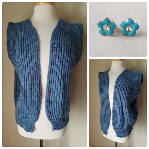 Carreau Vintage Knit Sweater Vest & Earrings - Picture 1 of 8